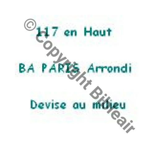 PARIS A1156NH  BA de PARIS   117 en Haut  TYPE 2B Devise au milieu  1